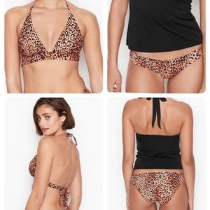 NWT Victoria's Secret Push Up Halter Bikini Set Leopard Print